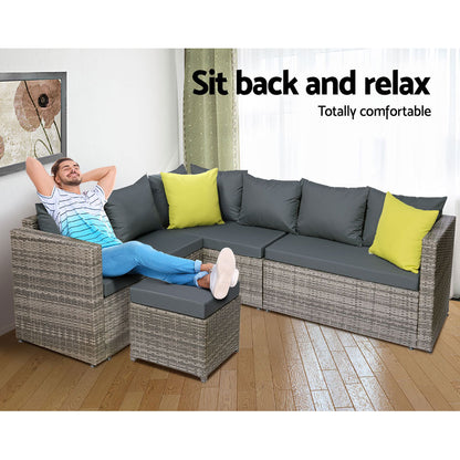 Outdoor Wicker Dining Set - Grey