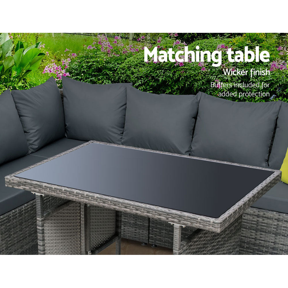 Outdoor Wicker Dining Set - Grey