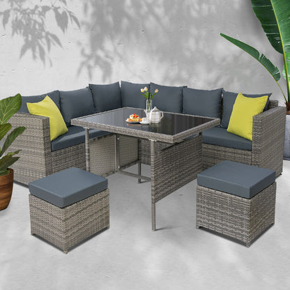 Outdoor Wicker Dining Set - Grey