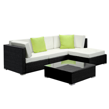 5-Piece Outdoor Sofa Set Wicker Couch Lounge Setting Cover