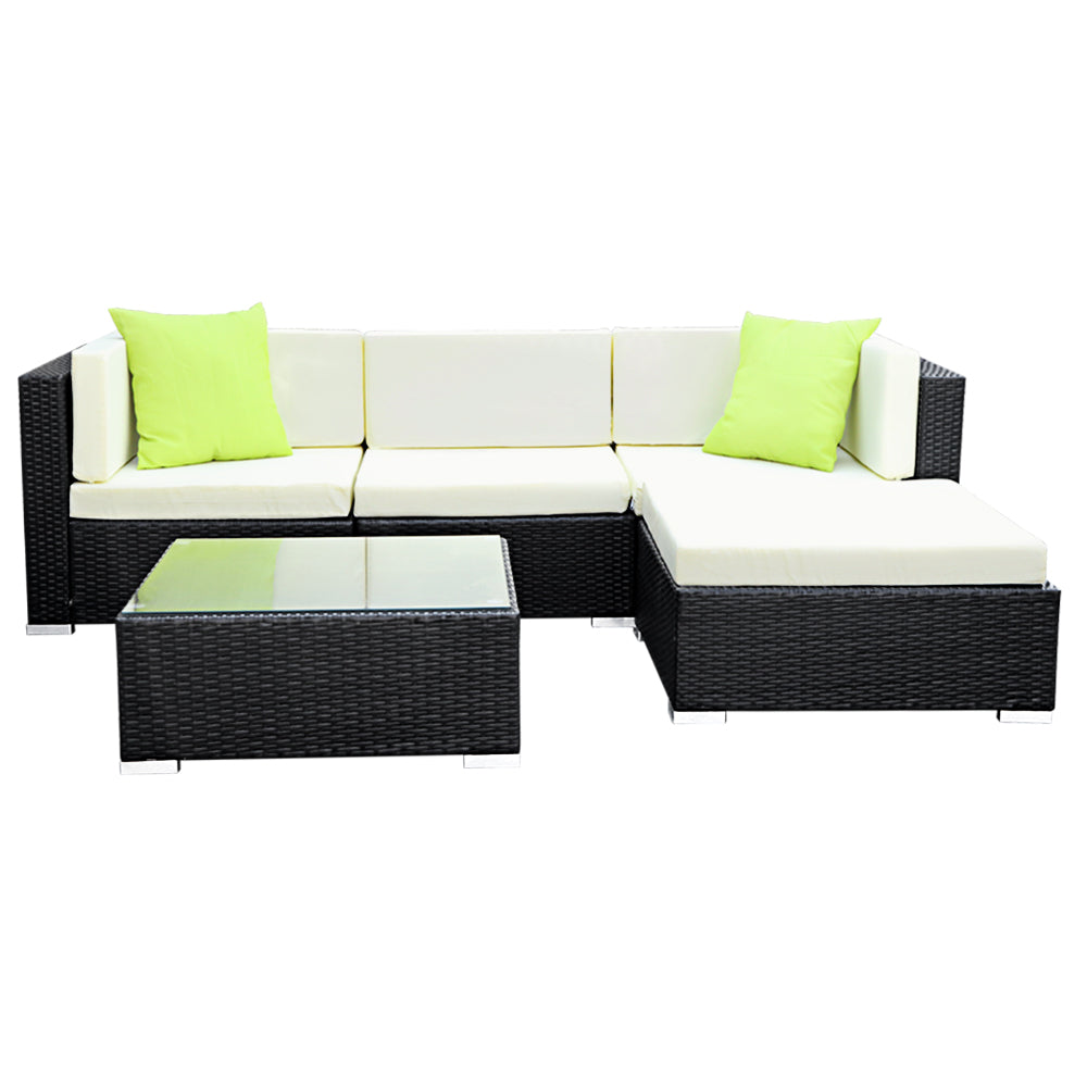 5-Piece Outdoor Sofa Set Wicker Couch Lounge Setting 4 Seater