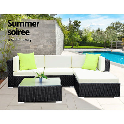 7-Piece Outdoor Sofa Set Wicker Couch Lounge Setting Cover