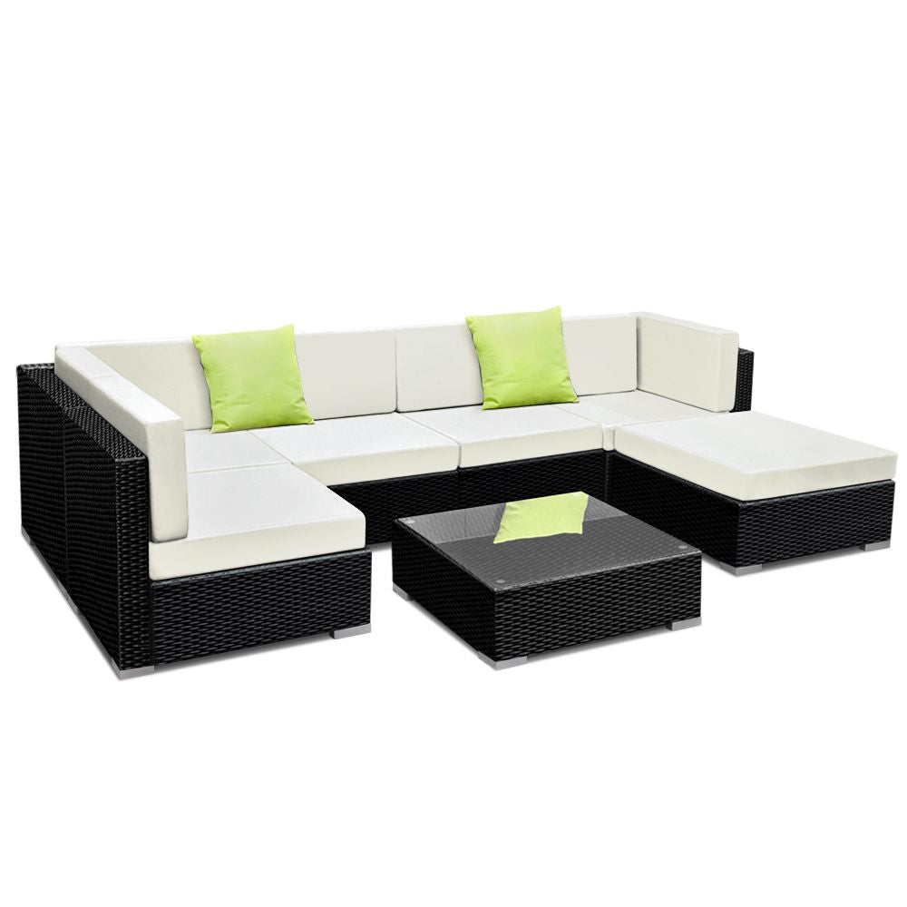 7-Piece Outdoor Sofa Set Wicker Couch Lounge Setting Cover