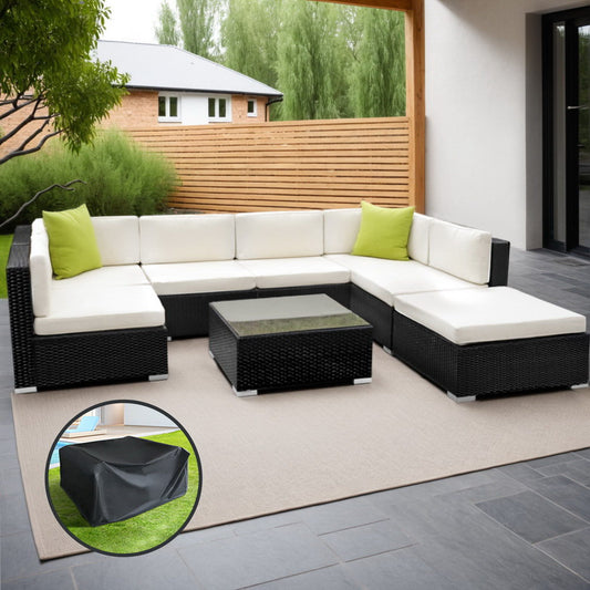 8-Piece Outdoor Sofa Set Wicker Couch Lounge Setting Cover