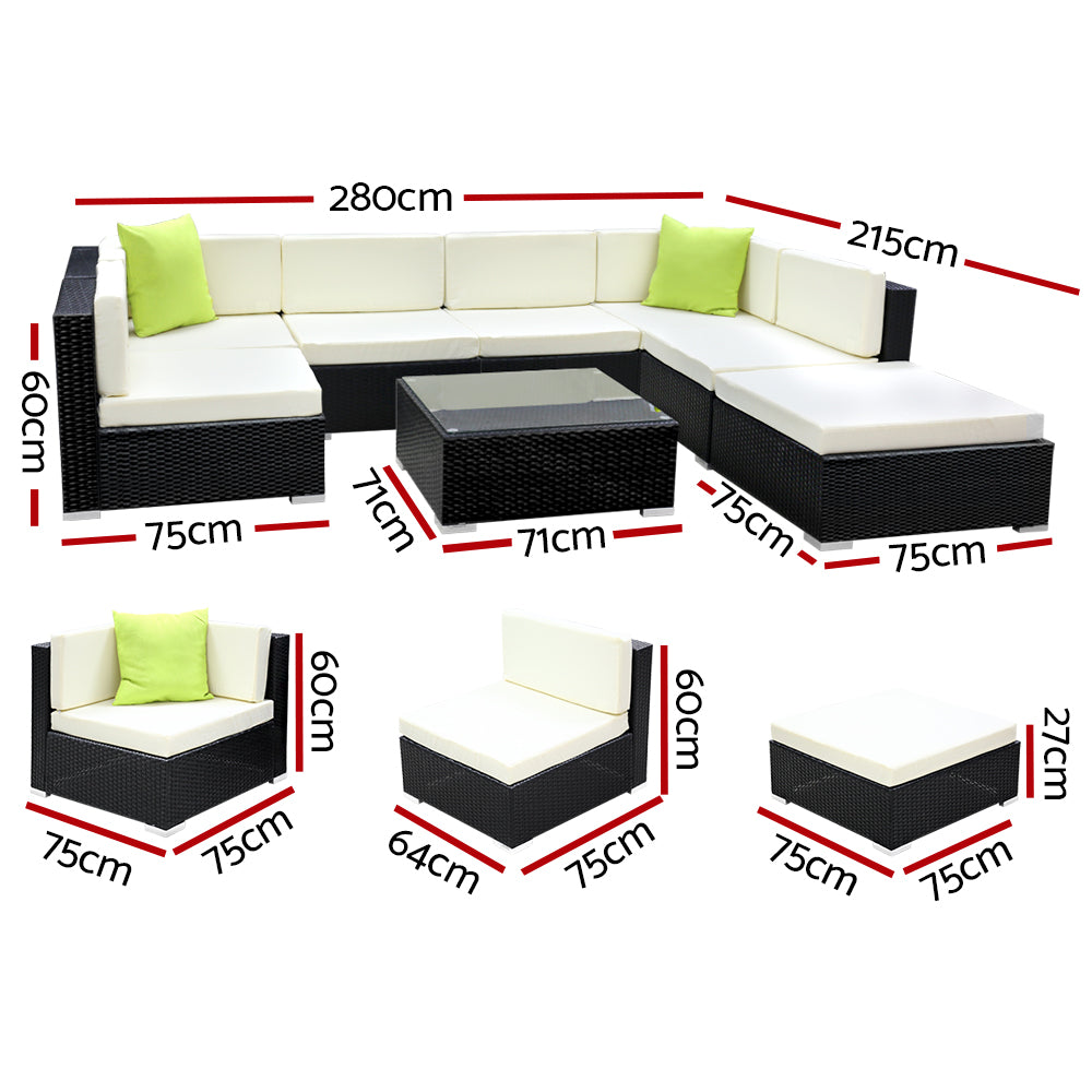 8-Piece Outdoor Sofa Set Wicker Couch Lounge Setting Cover