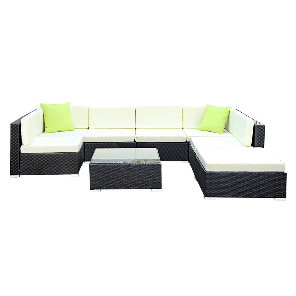 8-Piece Outdoor Sofa Set Wicker Couch Lounge Setting Cover