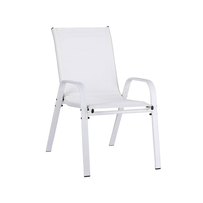 Set of 2 Outdoor Dining Chairs Stackable Lounge Chair Patio Furniture White