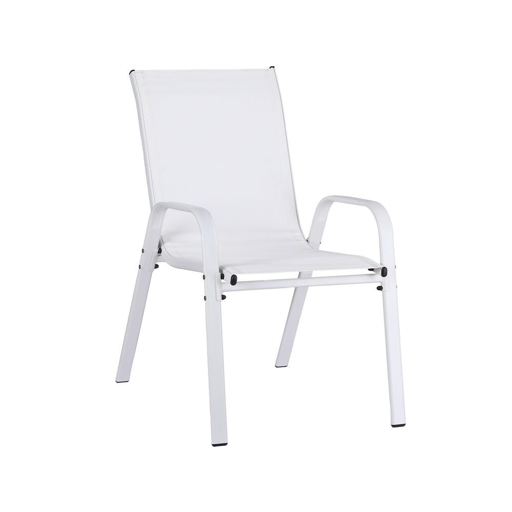 Set of 4 Outdoor Dining Chairs Stackable Lounge Chair Patio Furniture White