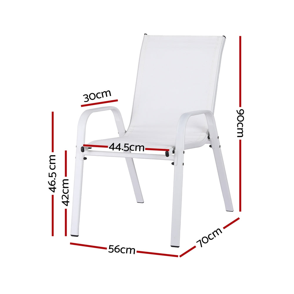 Set of 6 Outdoor Dining Chairs Stackable Lounge Chair Patio Furniture White