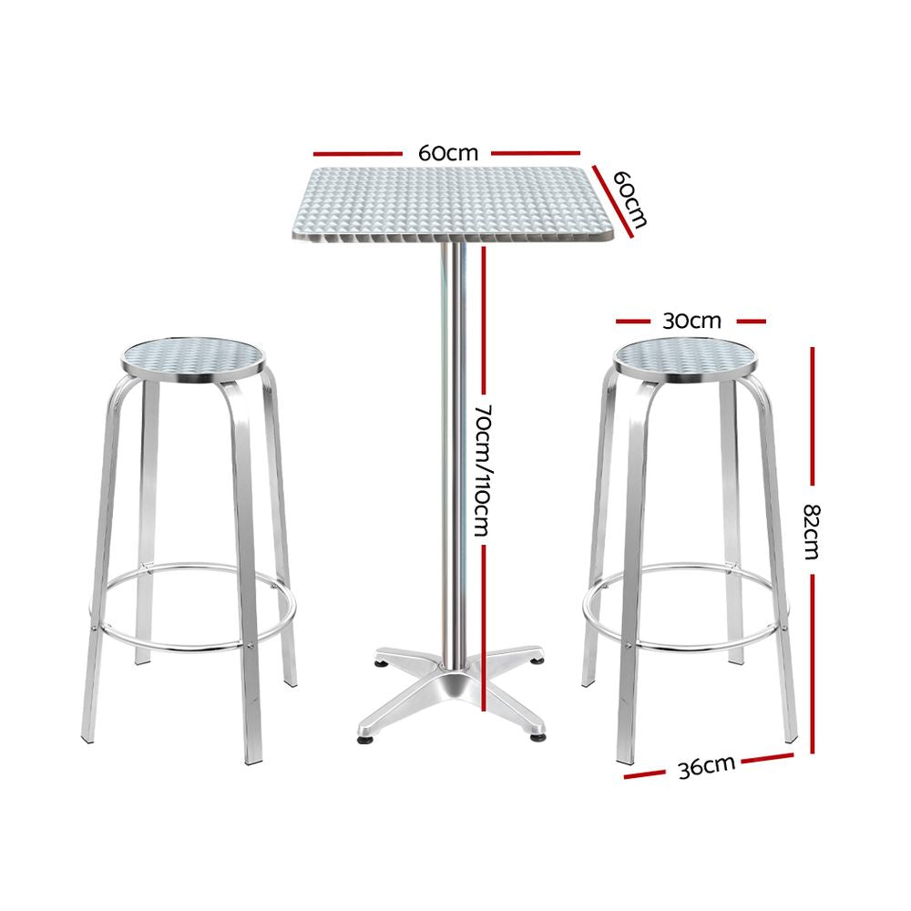 3PC Outdoor Adjustable Bar Set - Square
