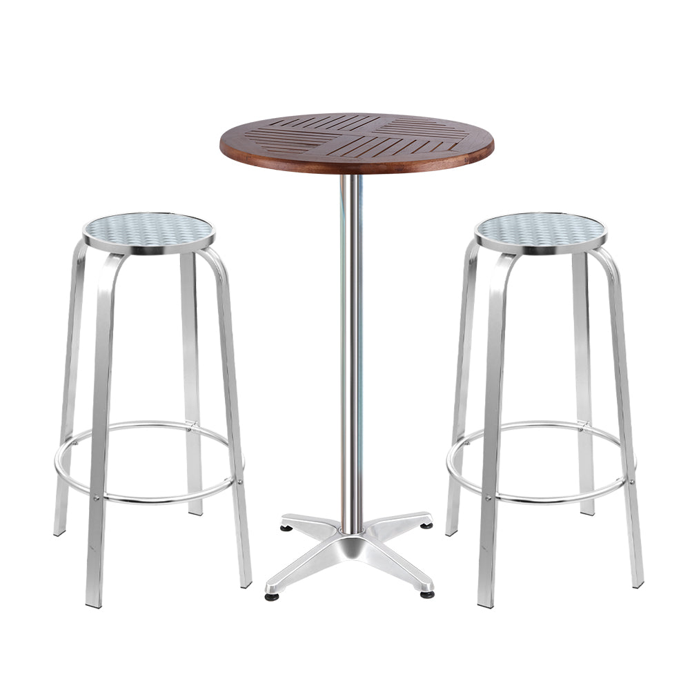 3-Piece Outdoor Bar Set Bistro Table & Stools