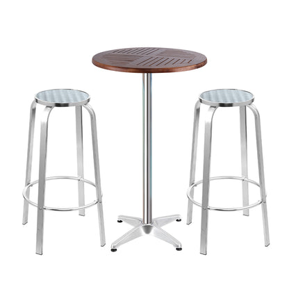 3-Piece Outdoor Bar Set Bistro Table & Stools