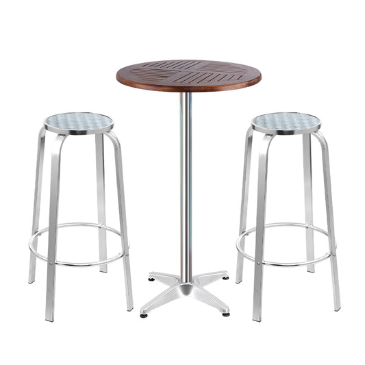 3-Piece Outdoor Bar Set Bistro Table & Stools