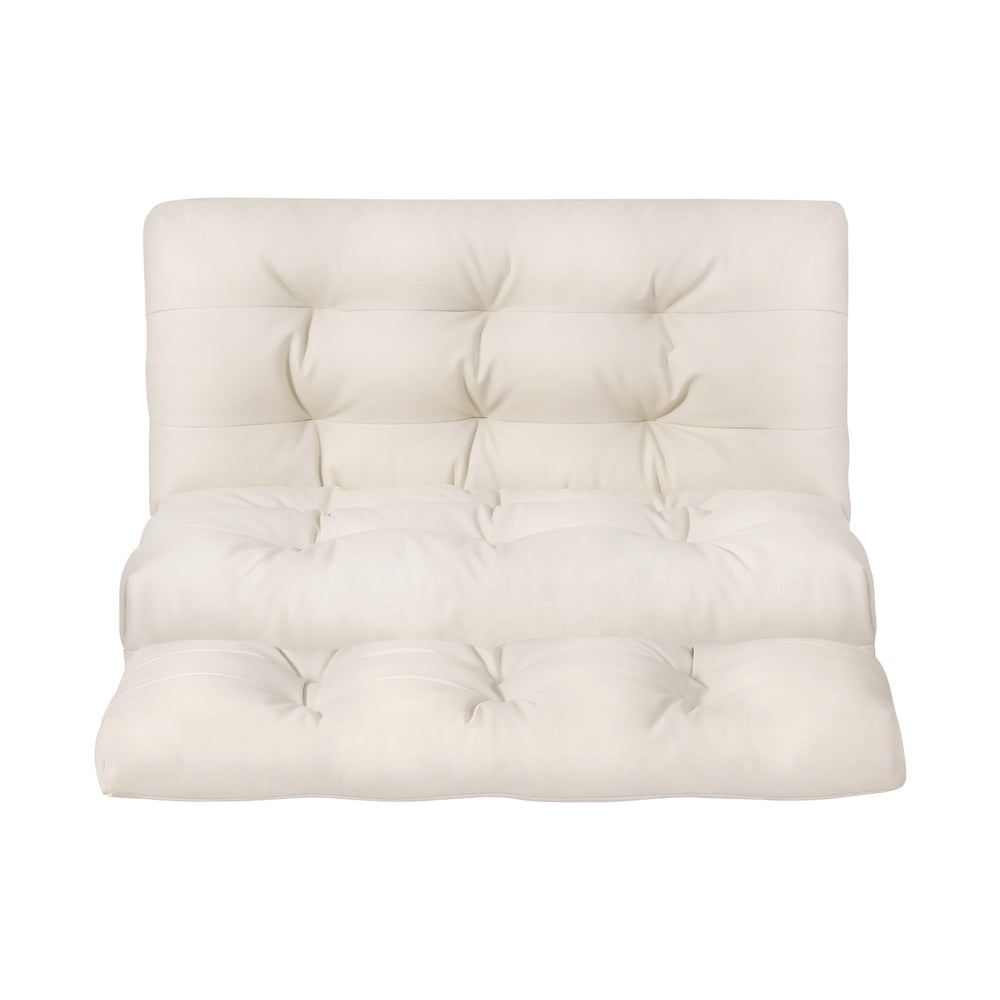 Pillow Floor Lounge Sofa Bed 2 Seater - Leather White