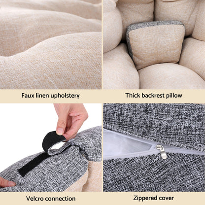 Floor Lounge Sofa Bed Chair Foldable Washable - Beige