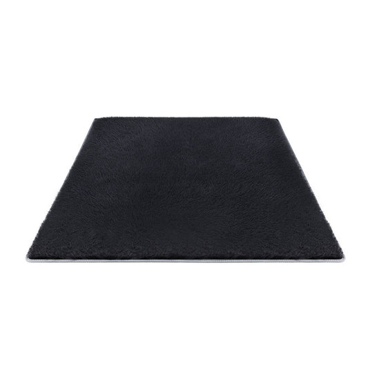 140x200cm Plush Area Shaggy Rug Living Room Bedroom Carpet Black