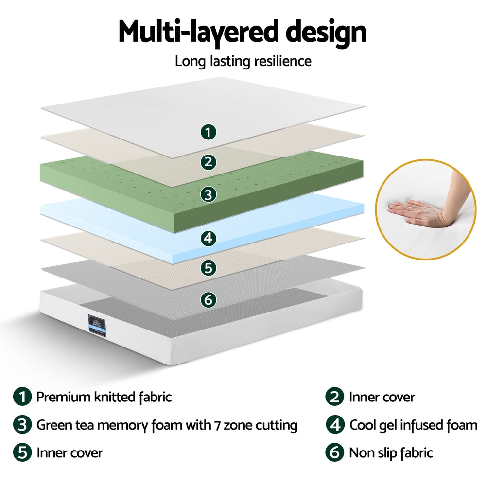 Pure Series Memory Foam Mattress Green Tea Foam 20cm Thick - Double