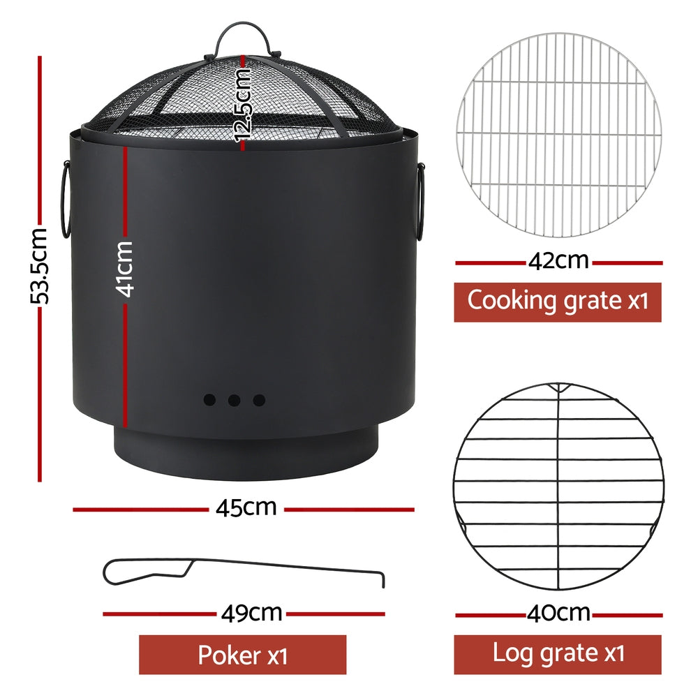 Outdoor Fire Pit BBQ Portable Deep Bowl Fireplace