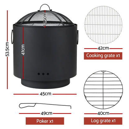 Outdoor Fire Pit BBQ Portable Deep Bowl Fireplace