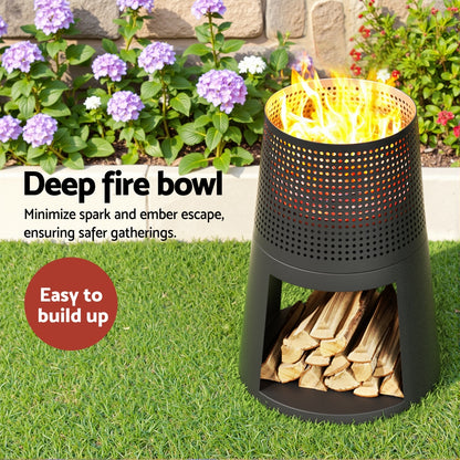 Outdoor Fire Pit Deep Bowl Iron Fireplace