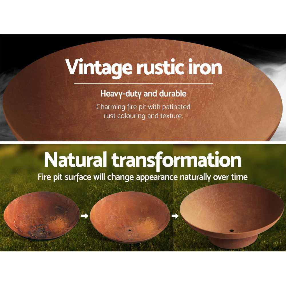 Fire Pit Bowl Cast Iron Rustic - 70cm