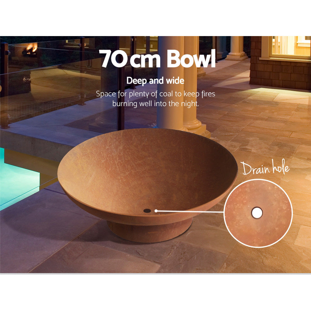 Fire Pit Bowl Cast Iron Rustic - 70cm