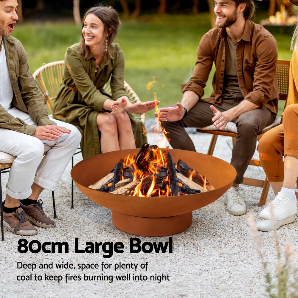 Fire Pit Iron Bowl 80cm Outdoor Patio Fireplace