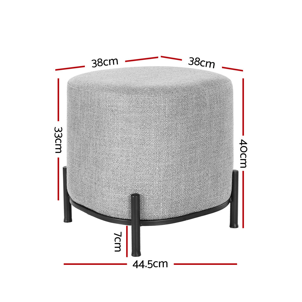 Ottoman Foot Stool Square Linen - Grey