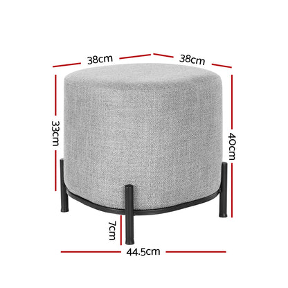 Ottoman Foot Stool Square Linen - Grey