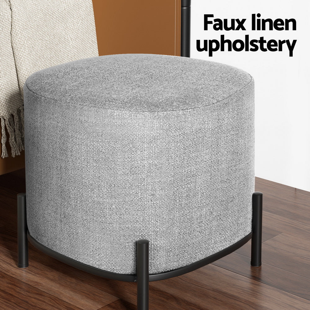 Ottoman Foot Stool Square Linen - Grey