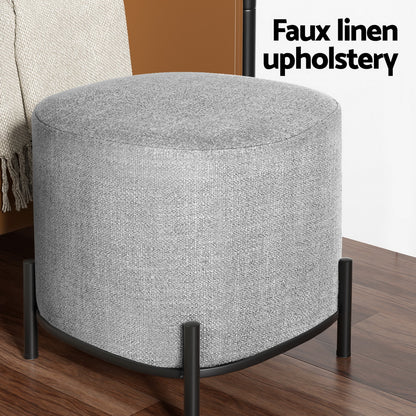 Ottoman Foot Stool Square Linen - Grey