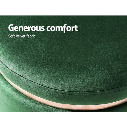 Ottoman Foot Stool Round Velvet - Green