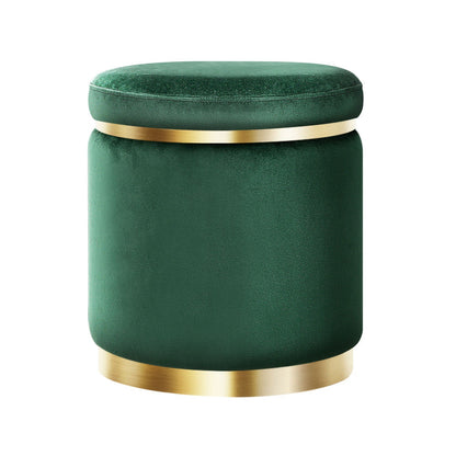 Ottoman Foot Stool Round Velvet - Green