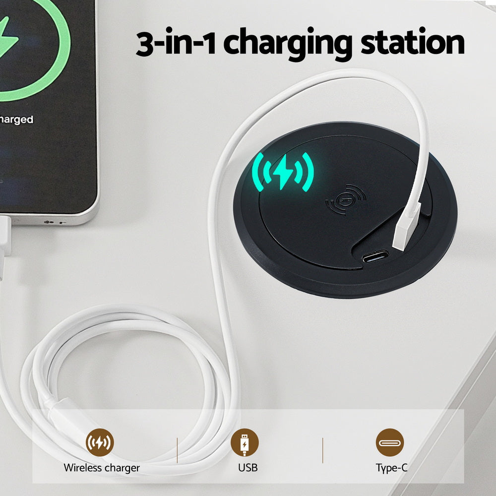 LED  Buffet Sideboard Cabinet with Drawers - White