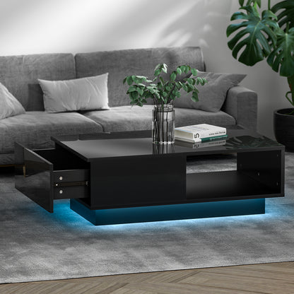 LED Lights Coffee Table - Black