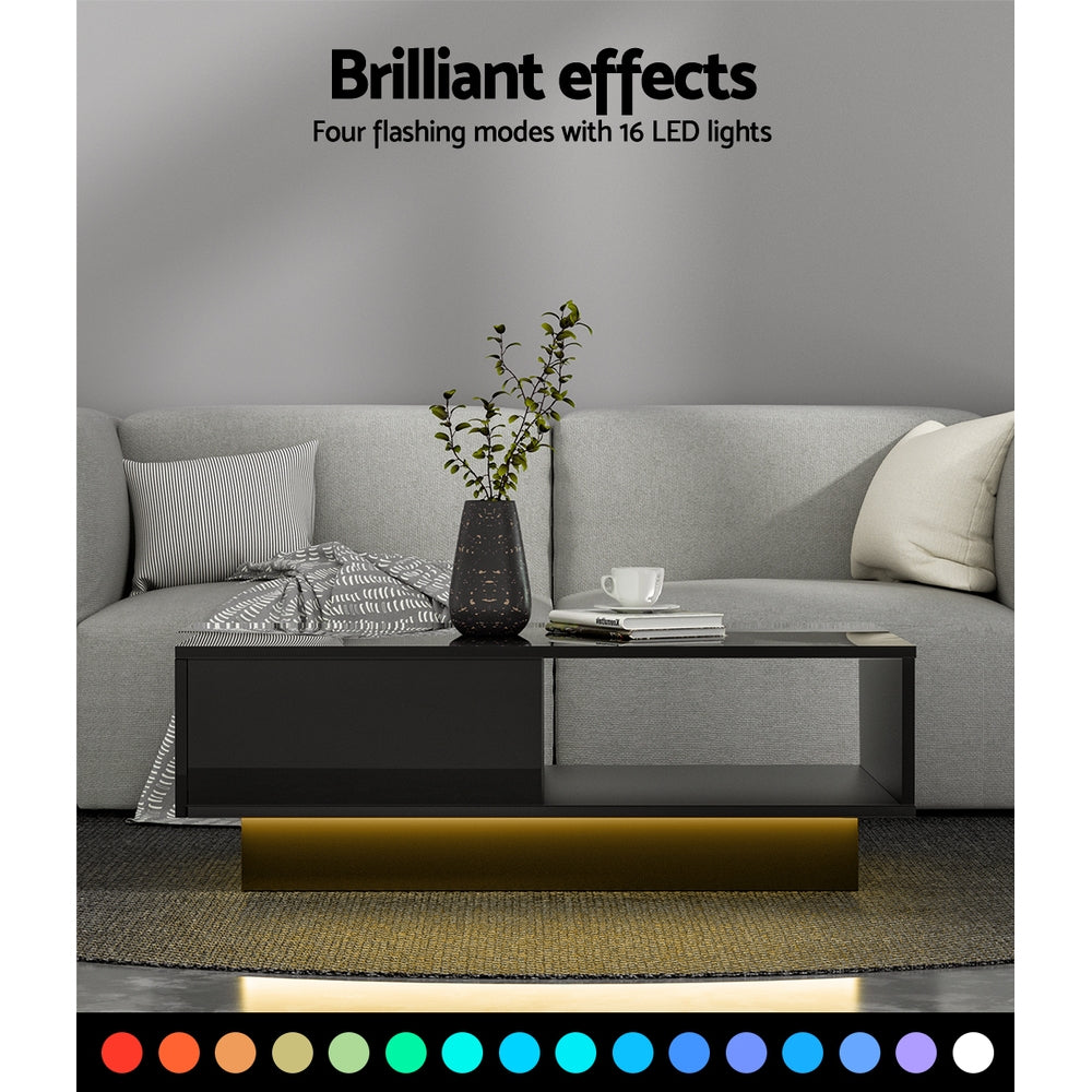 LED Lights Coffee Table - Black