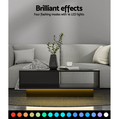 LED Lights Coffee Table - Black