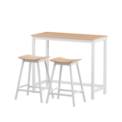 Bar Table and Stools Set Solid Wood - Pine & White