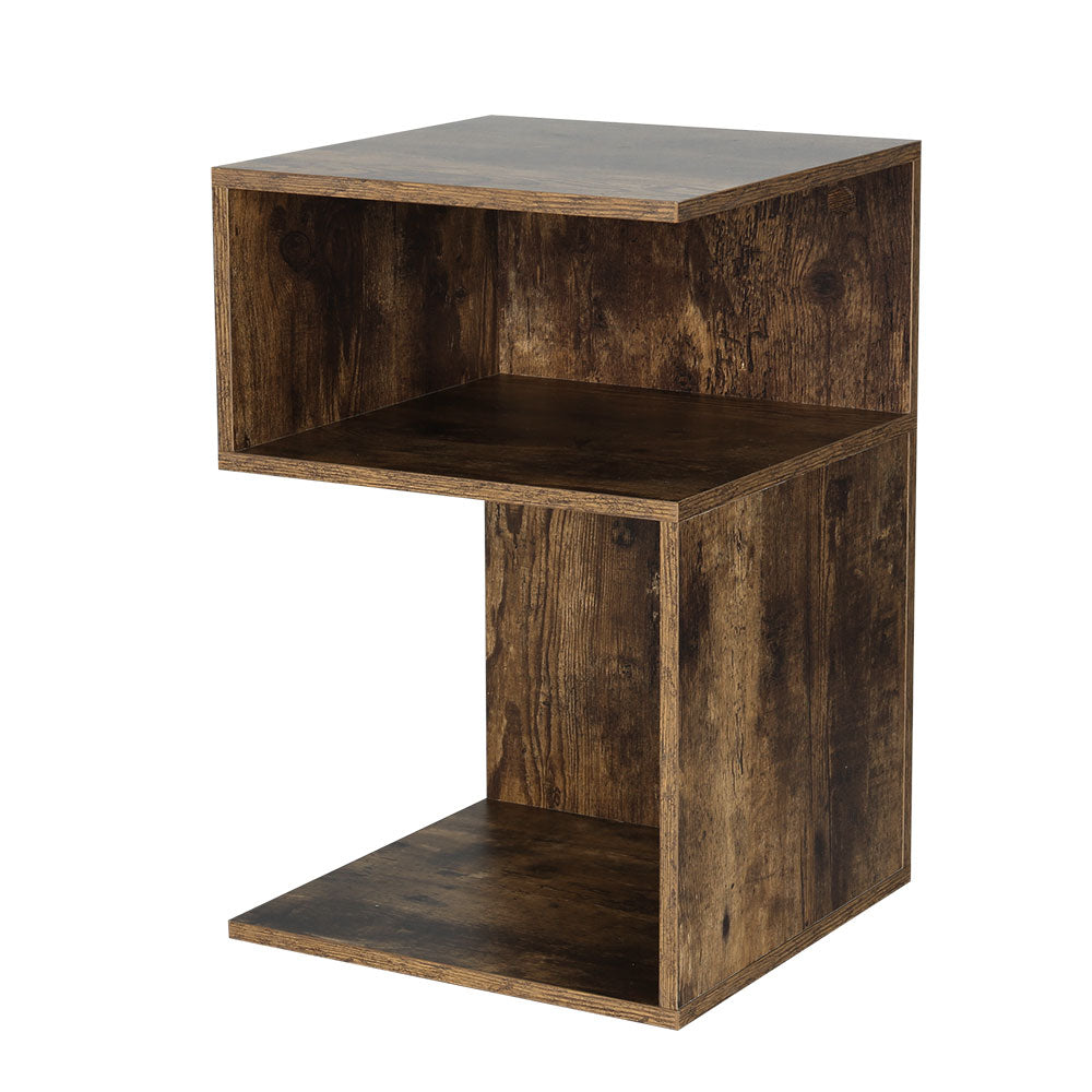 Umeni Bedside Table Shelves Nightstand - Rust Oak
