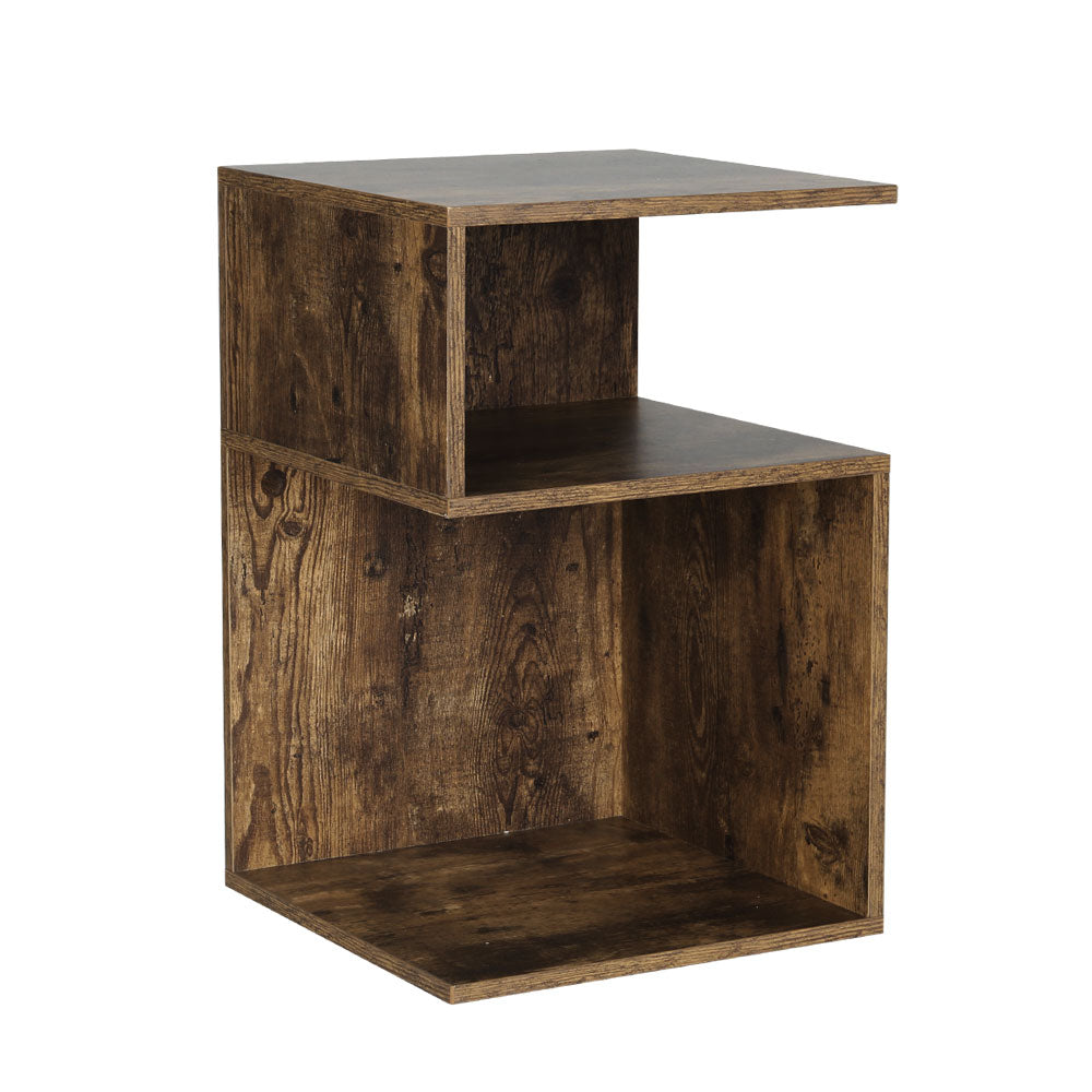 Umeni Bedside Table Shelves Nightstand - Rust Oak