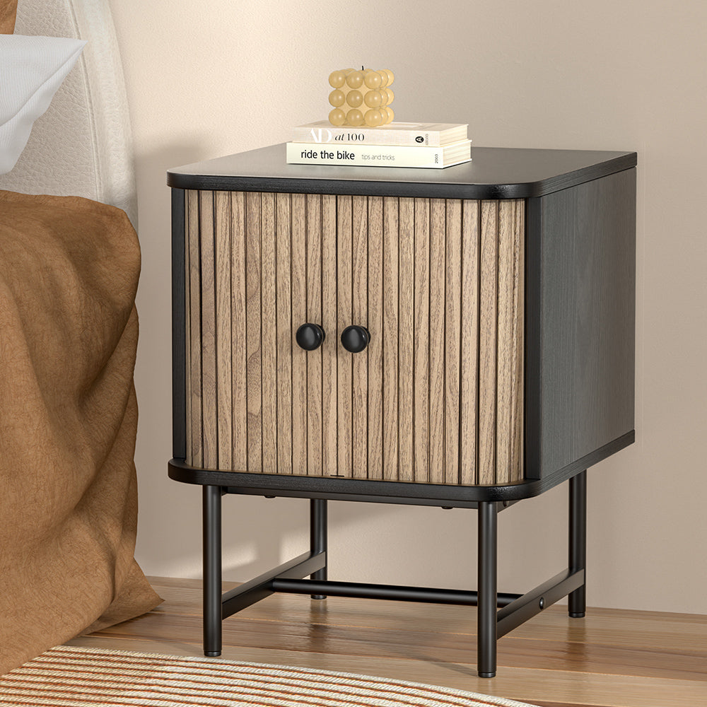 Boris Bedside Table Nightstand - Black