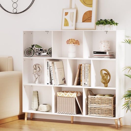 Cora Bookshelf 3 Tiers 10 Cubes - White