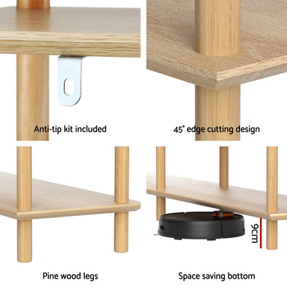 Bookshelf 3 Tiers Bookcase Display Shelves - Pine