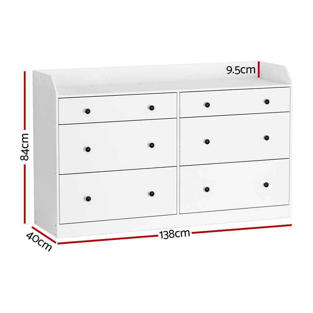 Pete 6 Chest of Drawers - White