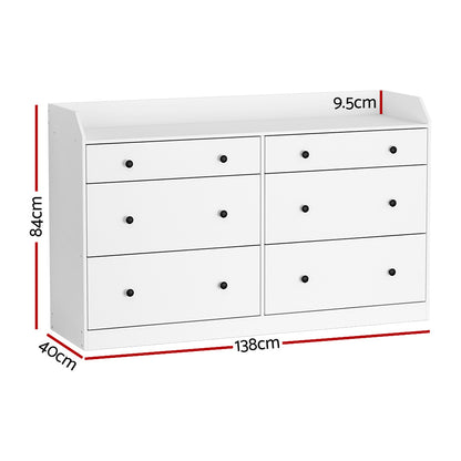 Pete 6 Chest of Drawers - White