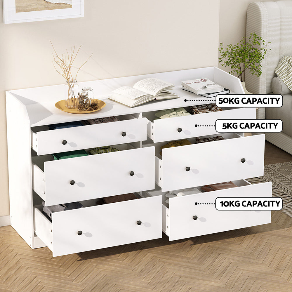 Pete 6 Chest of Drawers - White