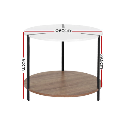 Cedric Coffee Table Side Table Round - White
