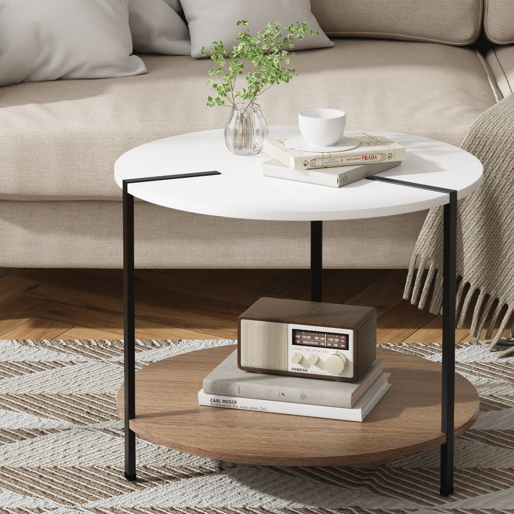 Cedric Coffee Table Side Table Round - White