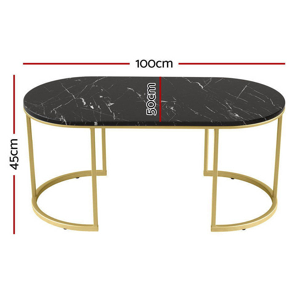 Marble Effect Coffee Table - Black