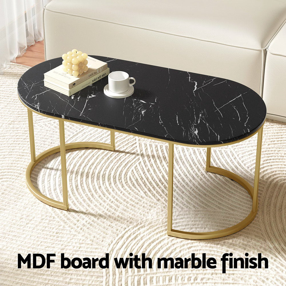 Marble Effect Coffee Table - Black